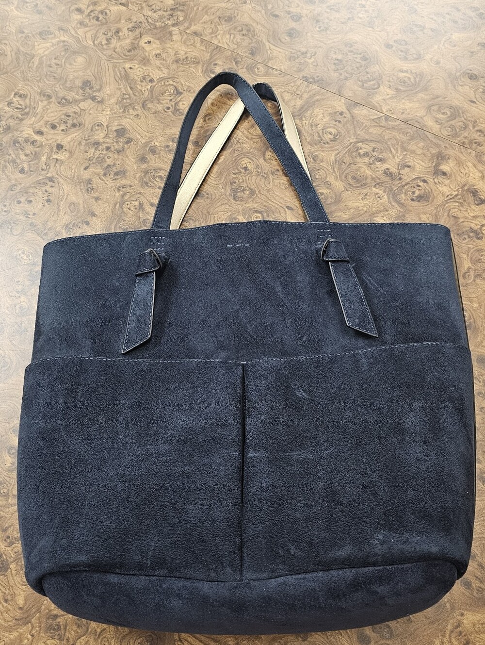 Splendid-Navy Blue Suede Tote Bag with laptop insert